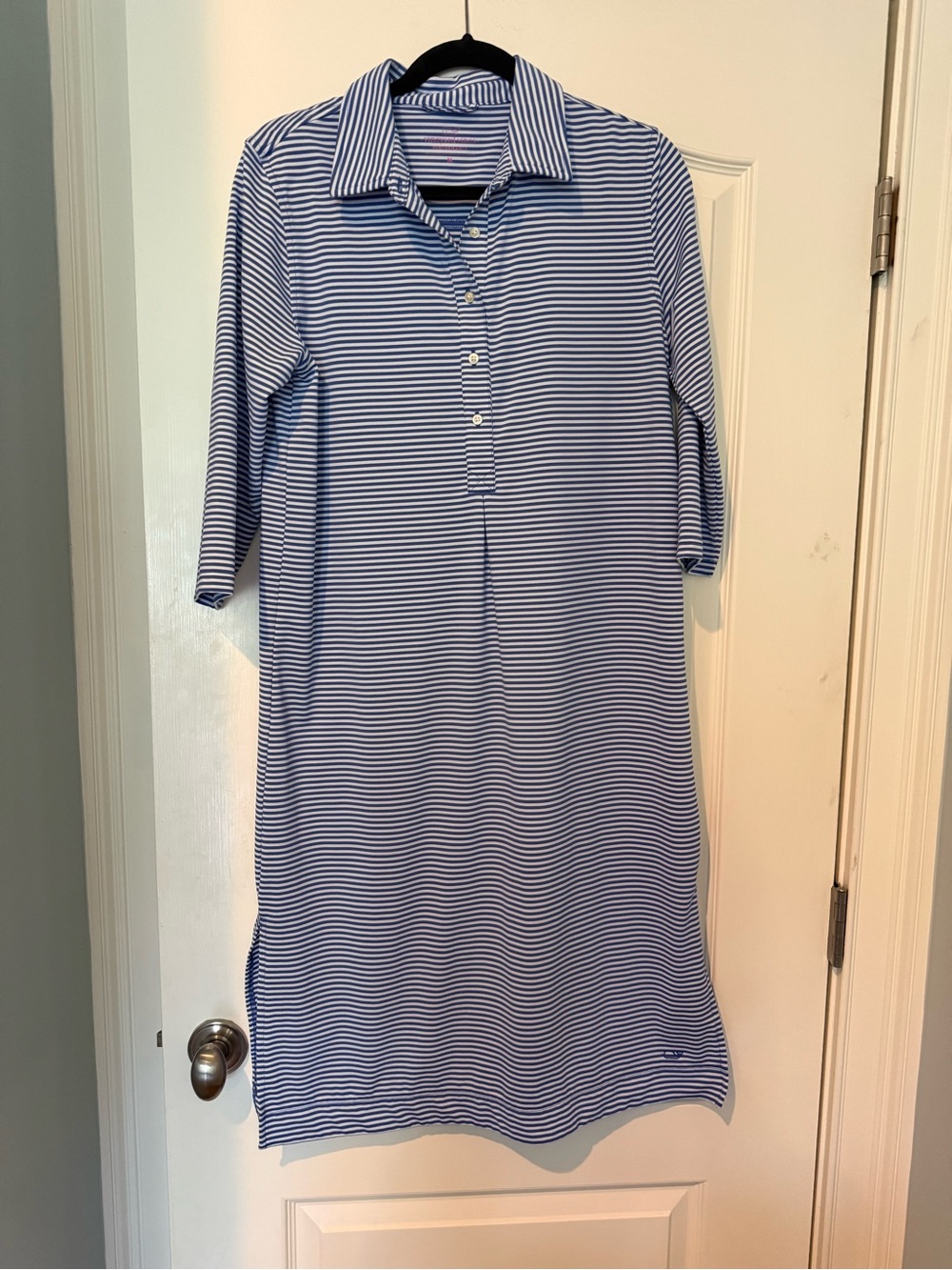 Vineyard Vines Blue and White Striped Performance Polo